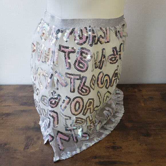 Silver Pink Sequin Letter Mesh Skirt Crop Top from Monster High Wardrobe - Picture 6 of 12